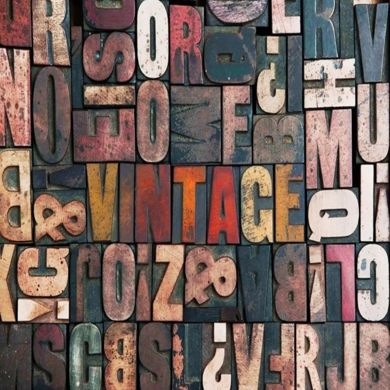 

Dropshipping Colomac Vintage Wallpaper Retro Letterpress Wood Board Word Wall Embossed Wallpaper Wall Mural 3d Carta Da Parati