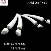 Showlove-PAR Branco Acrílico Ear Plugs Falso Cheater Illusion Falso Pregos Brinco Expander Macas Piercing