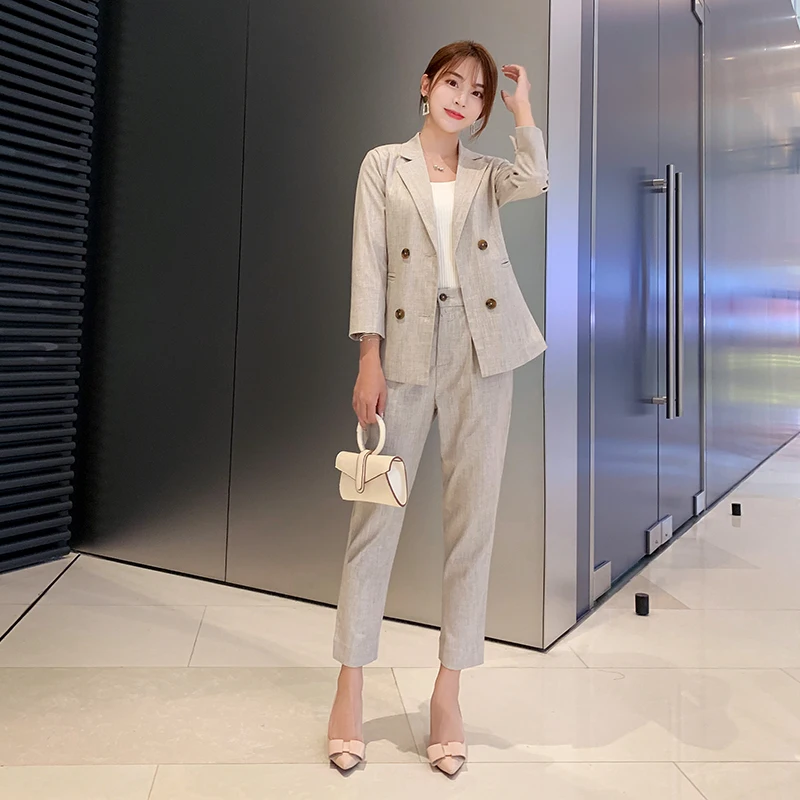

CBAFU spring autumn office pants suit long sleeve blazer suit coat pants suit 2 piece set fashion OL women suit work wear P034