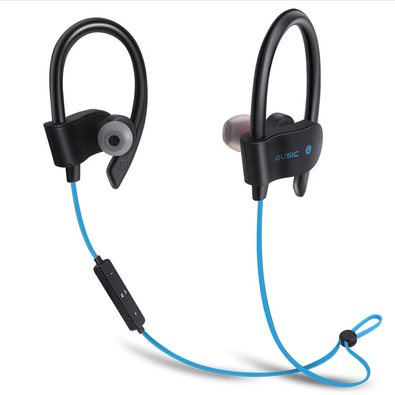 Беспроводные спортивные наушники Bluetooth глубокий бас стерео гарнитура водонепроницаемые шумоподавляющие наушники с микрофоном для iPhone Xiaomi Android - Цвет: Blue