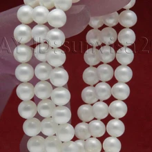 Горячая AAA красивый 3 ряда 7-8 мм белый пресной воды круглый браслет из жемчужин 7,5-8 дюймов ювелирные браслеты слово
