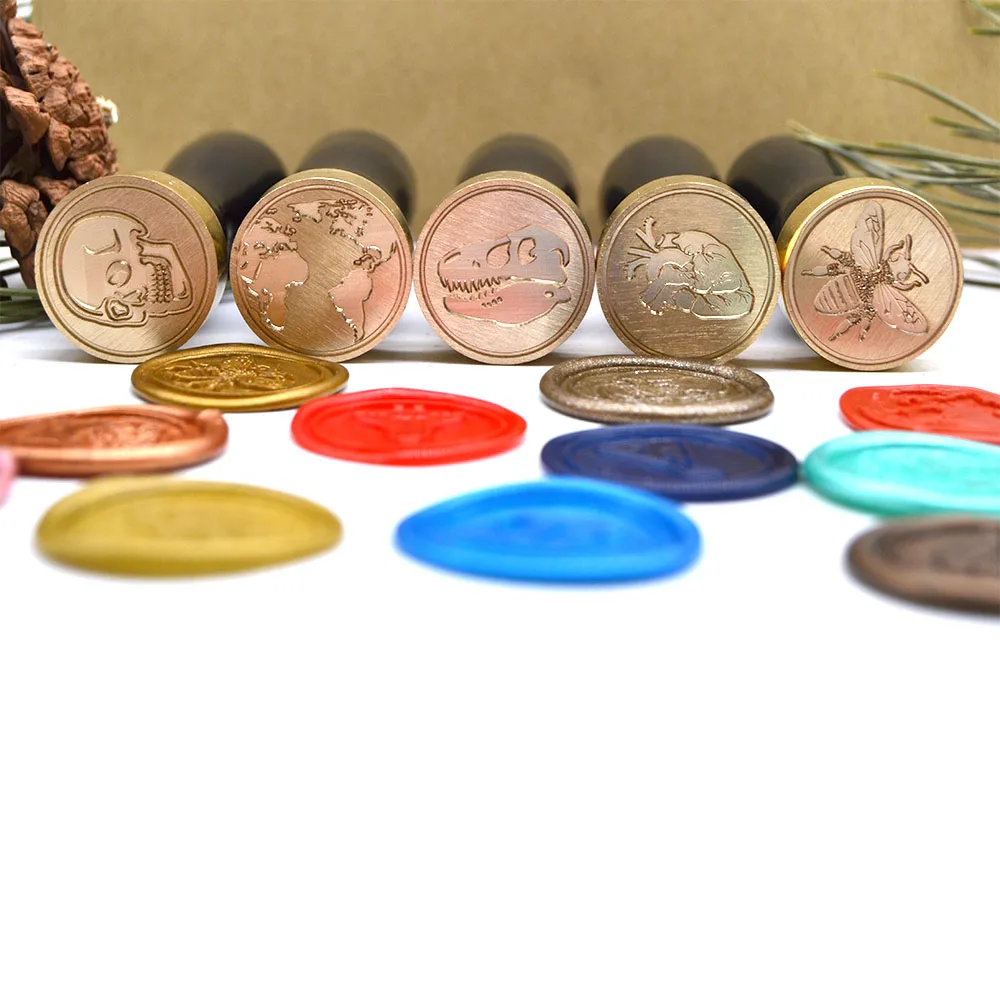 Wood Handle Sealing Wax Stamp Animal Series Seal Cooper Head 25mm for Greeting Birthday Invitation Decoration | Канцтовары для