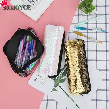 

2018 Fish Scale Ladies Box Bts School Tools Cosmetic Bags Women Girls Simple Clutch Makeup Pencilcase Students Pencil Case