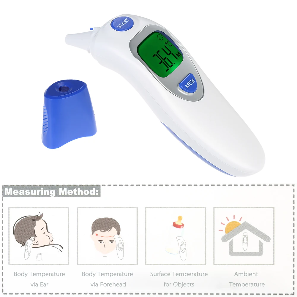 Детский термометр цифровой ИК ЖК Инфракрасный двойной режим лоб и ухо взрослый термометр для тела Измерение с функцией сигнализации