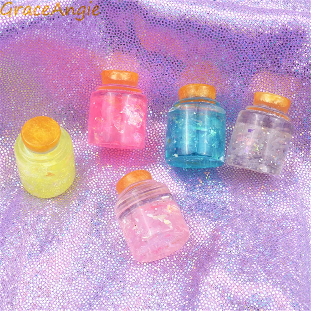 

GraceAngie 10pcs/pack Mini 3D Star Wishing Bottle Resin Charms Colorful Hanging Accessories DIY Crafts Photo props Decor 15*20mm