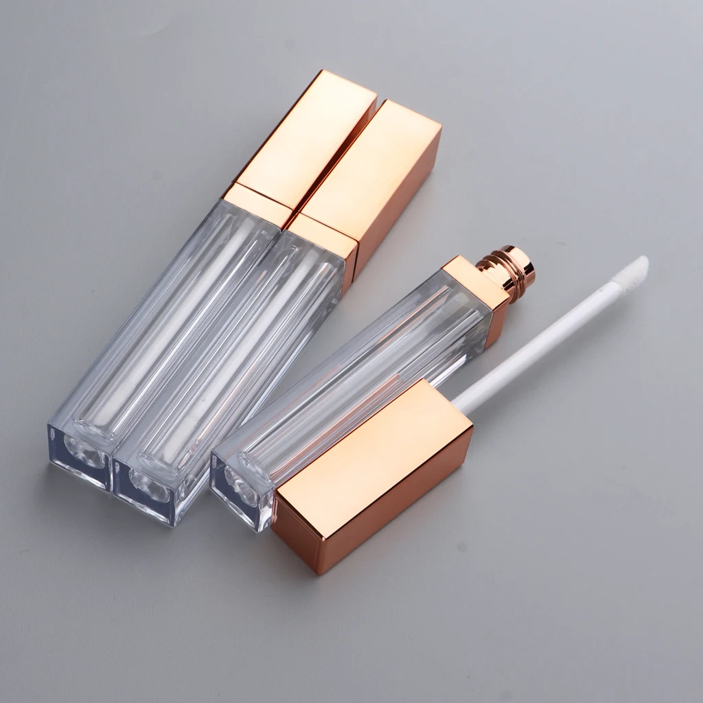 3 Pack Clear Mini Lip Gloss Tube Empty Lip Balm Refillable Small Containers With Gold Lid for Liquid Makeup Cosmetics
