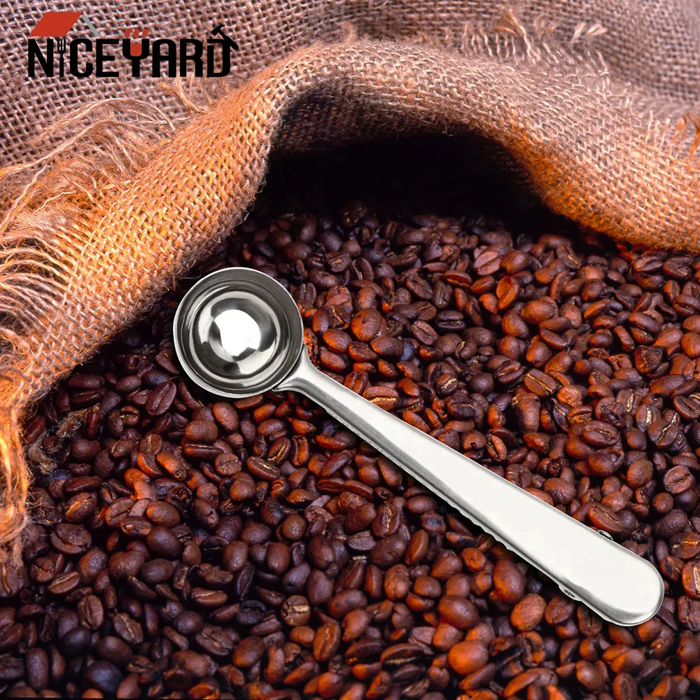 

NICEYARD Kitchen Tool Stainless Steel Coffee Measuring Scoop With Bag Sealing Clip Tea Measuring Spoon Multifunctional