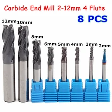 8pcs 4 Flutes Carbide End Mill Set 2-12mm Tungsten Steel Milling Cutter Tools Router Bit For CNC Machine Mayitr цена 8pcs 4 Flutes Carbide End Mill Set 2-12mm Tungsten Steel Milling Cutter Tools Router Bit For CNC Machine Mayitr цены онлайн