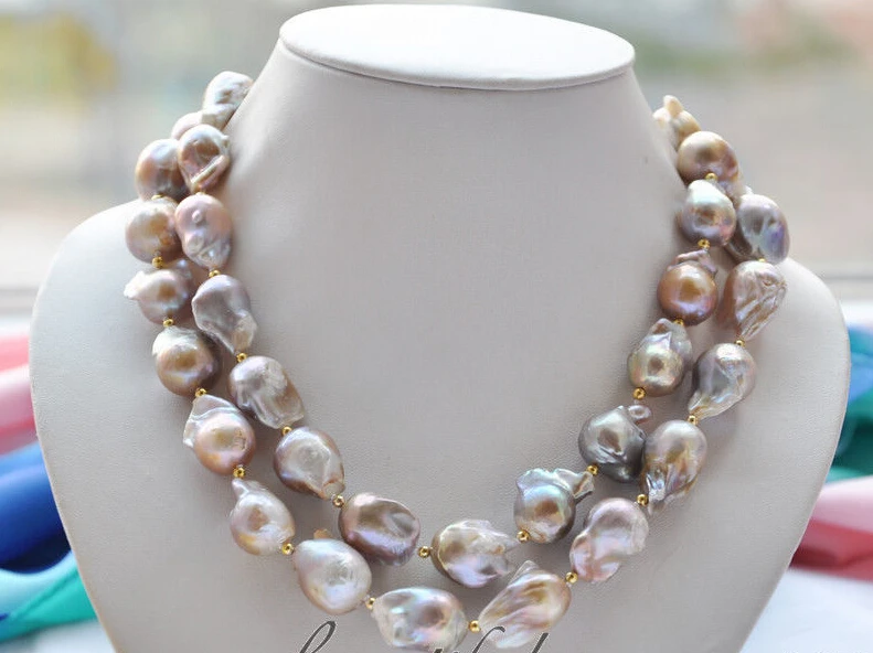

fast z4728 Huge 38" 30mm lavender baroque KESHI REBORN PEARL NECKLACE (A0329)