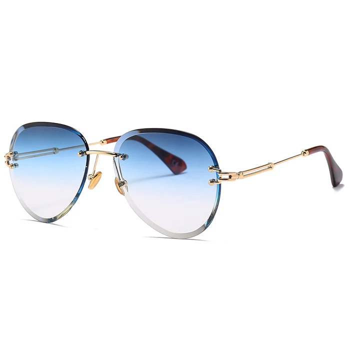 AOOFFIV без оправы Овальные Солнцезащитные очки женские модные брендовые дизайнерские градиентные очки женские очки с океанскими линзами - Цвет линз: C4