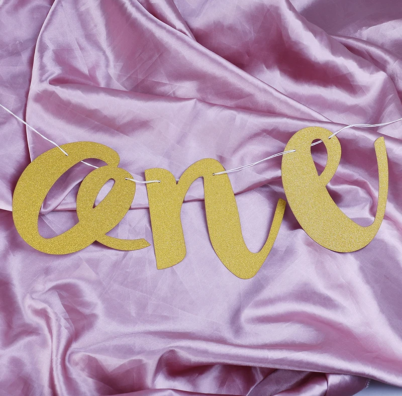 1 set Creative Glitter Number one Banner Girl Boy 1st Birthday High Chair Baby Shower Prince Princess Party Decorations Supplies|Флажки