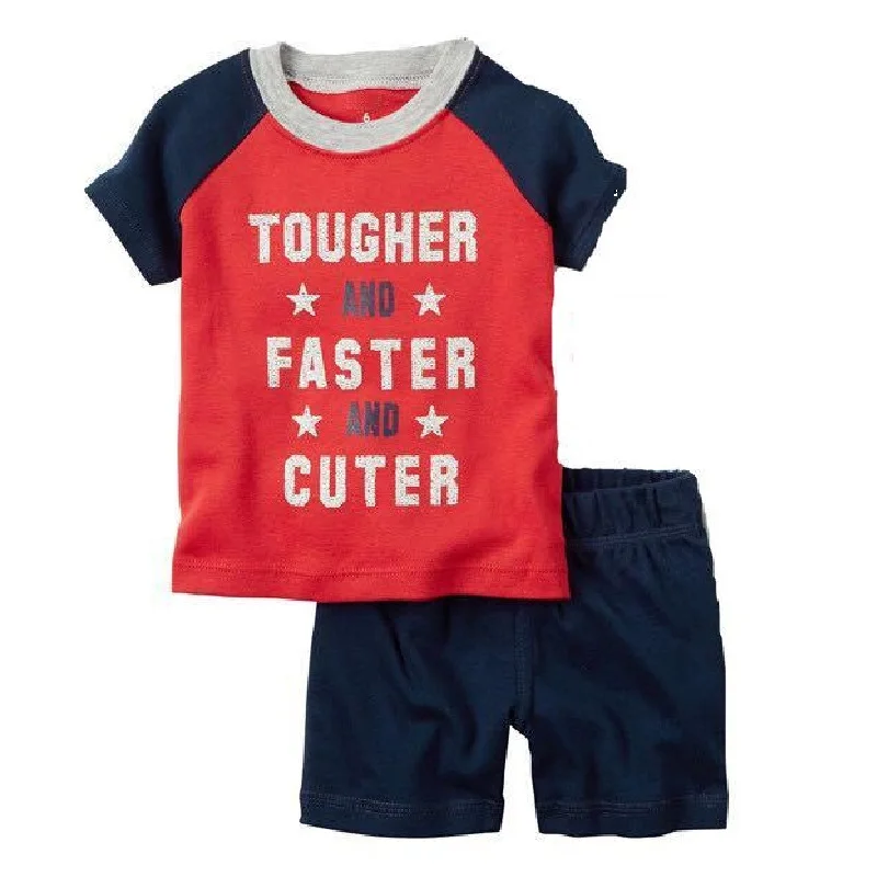 Excavator Little Boys Clothes Suit Summer Toddler Tops Pant Outfit Digger Boy Cotton Infant Clothing 6 9 12 18 24 Month Pajamas