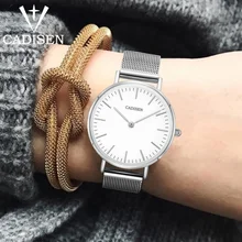 CADISEN модный роскошный Повседневный женские кварцевые часы ультратонкие женские водонепроницаемые наручные часы из нержавеющей стали Relogio Feminino
