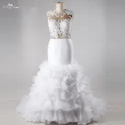 RSW991 Yiaibridal настоящая работа фотографии Асимметричная Пышная юбка из органзы без рукавов Черная Женская Иллюзия тела свадебное платье с