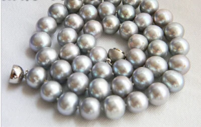 

xiuli 003529 10- 11MM Round Gray Freshwater Pearl Silver Necklace