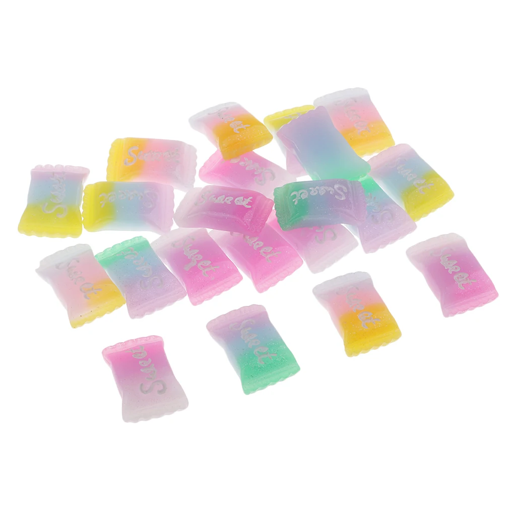 20 Pieces Kawaii Cute Candy Resin Flatback Cabochons Buttons Scrapbooking Slime Charm DIY Embellishment Crafts (2.2 x 1.5cm)