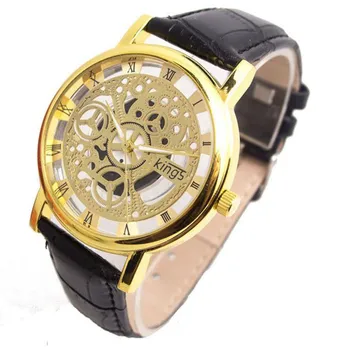 

Fashion Women Leather Band Hollow Analog Quartz Wrist Watch A clock Pour Montre Femme Relogio Feminino L1220