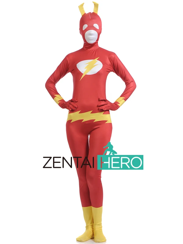 Колготки с принтом ZentaiHero костюм супергероя красного цвета из лайкры Зентаи для