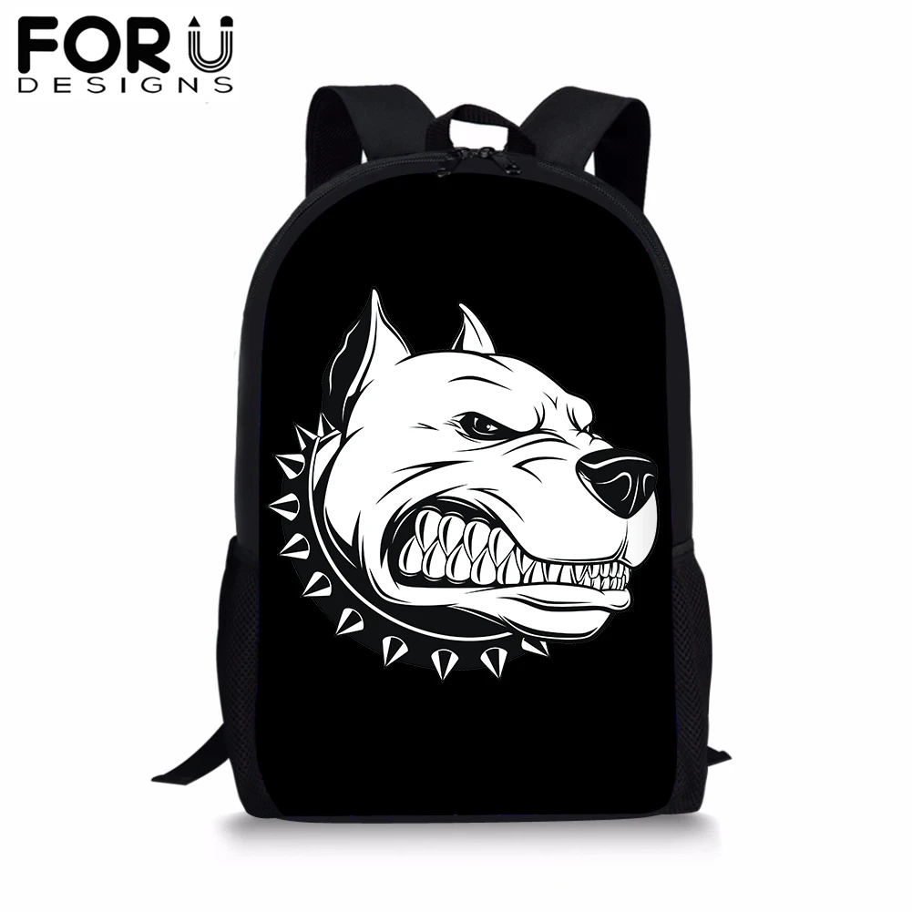 

FORUDESIGNS Cartoon Pitbull Bull Dogs School Bag for Kids Girl Boy Evil Dog Backpack Preppy Bolsa Child Bookbag Mochila Satchel