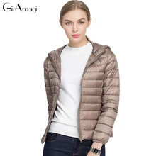 Gi. amagi женский ультра легкий пуховик с капюшоном 90% зимние куртки на утином пуху Женская парка пальто на молнии плюс размер тонкая верхняя одежда