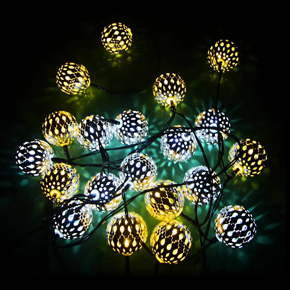10 Balls Moroccan String Lights Solar Outdoor LED Fairy Lights
