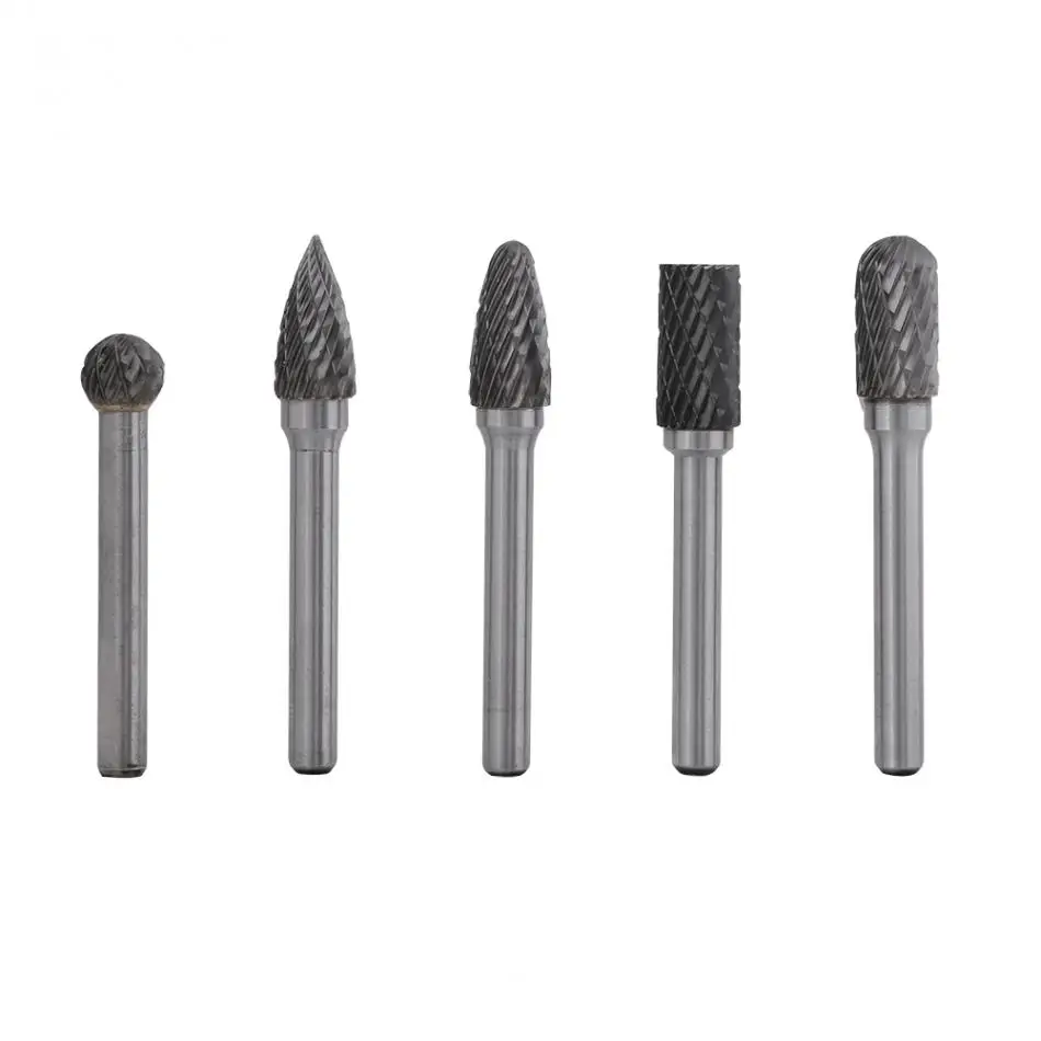 WALFRONT 5 Pcs/Lot Tungsten Steel Grinding Rotary Burr Bits 6mm Shank