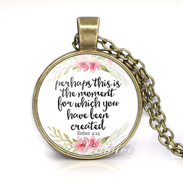 VILLWICE Fashion Bible Verse Christian Lettering Necklace Glass