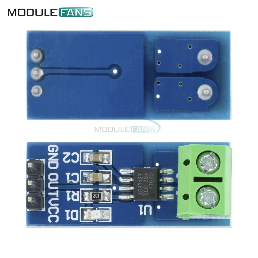 Модуль датчика тока Холла ACS712 20A модуль для Arduino ACS712ELC Pin 5V плата индикатора