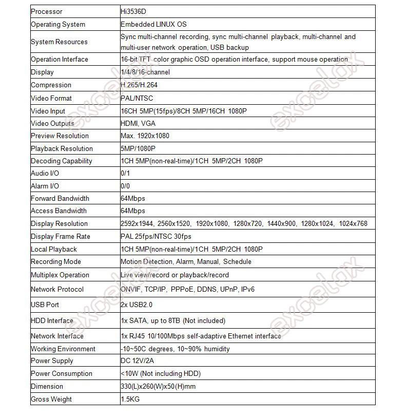 H.265 16CH 5MP NVR_XM_datasheet