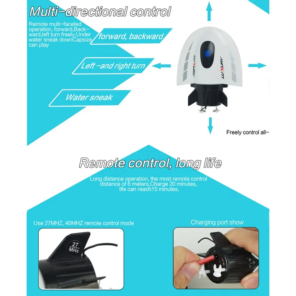 Mini Electric RC Remote Control Submarine Toy 5 Channel High Speed Diving Model rc Boat Toy For Kid Children Christmas Gift 2018