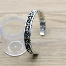 Модные украшения винтажный тайский серебристый Тибетский Писания Ваджра мужского и женского пола S925 стерлингового серебра уединенном зла открытые браслет