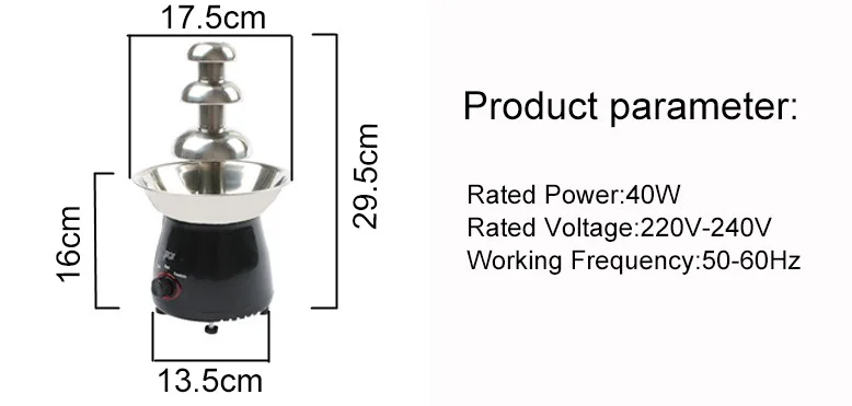 JIQI мини шоколадный фонтан Отопление машина 3 уровня шоколадные фонтаны фондю бытовой Choco водопад hot pot Свадебные штепсельная вилка европейского стандарта