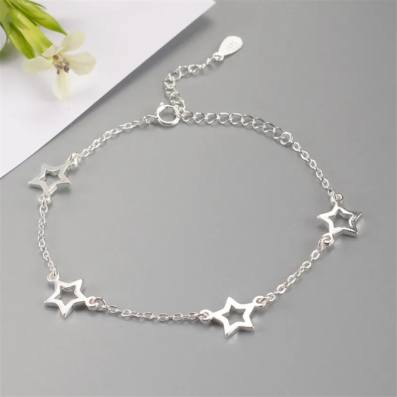 925 Sterling Silver Adjustable Chain Star Charm Bracelets& Bangle For Women Wedding Gift Prevent Allergy Femme Jewelry sl254