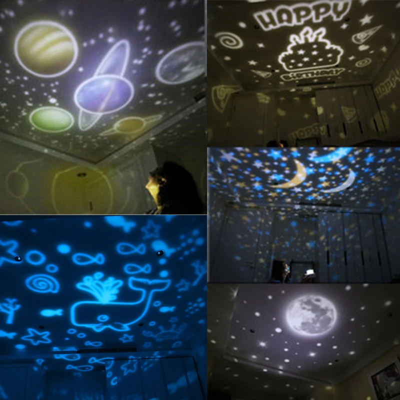  LED Rotating Star Projector Novelty Lighting Moon Sky universe Baby sleep Nursery Night Light Batte - 4000041504966