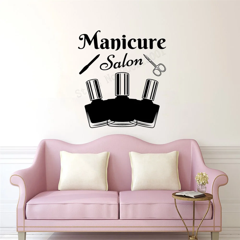 

Art Salon Sticker Manicure Salon Wall Decoration Removeable Decal Beautiful Girl Poster Women Cute Mural Haircuts DecorativeLY67