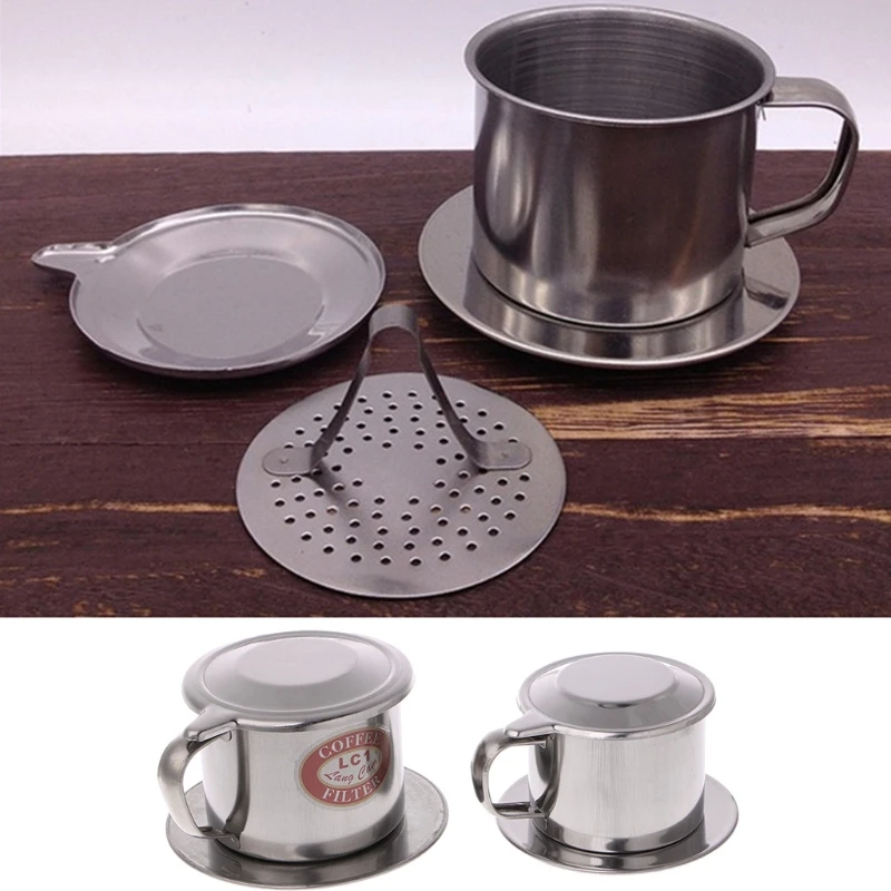 

VFGTERTE 1PC Vietnamese Coffee Filter Stainless Steel Maker Pot Infuse Cup Serving Delicious Kitchen Coffeeware S/M