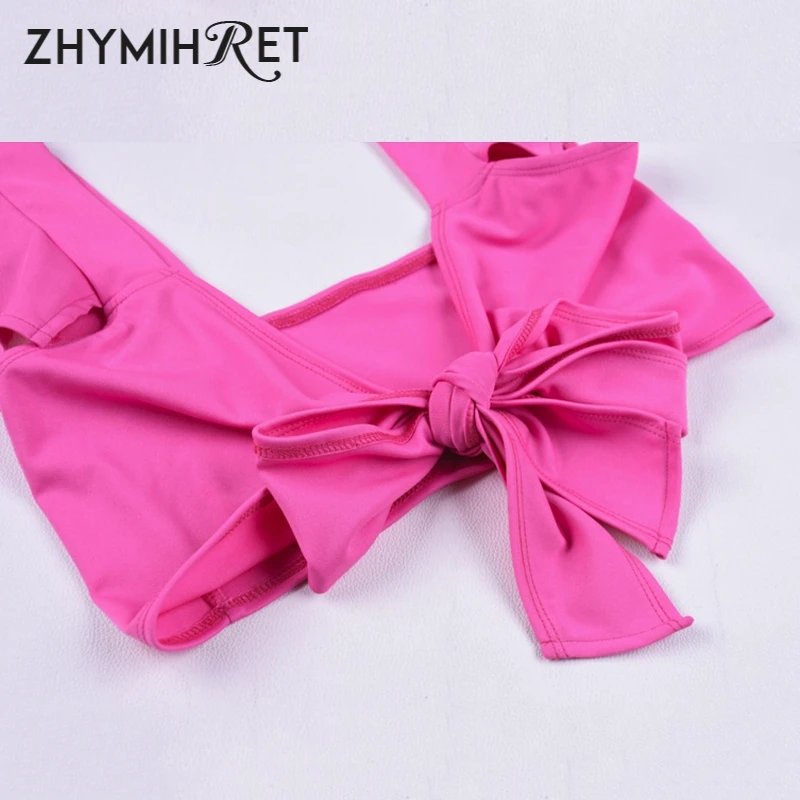 ZHYMIHRET коллекция 2019 года летние неоновые топы с оборками женские майки v образным
