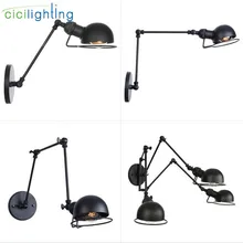 Черный 15 см 25 см 35 см 45 см двойные поворотные ручки настенная легкая миска металлический абажур бра промышленный дизайн стимпанк mur лампа