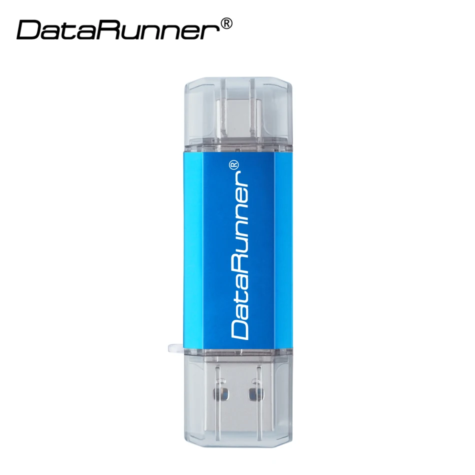 DataRunner Dual Drive OTG USB флэш-накопитель 2 в 1 USB3.0& Тип-C USB флэш-накопитель 512 ГБ 256 ГБ 128 Гб 64 Гб оперативной памяти, 32 Гб встроенной памяти, флэш-накопитель USB флеш-накопитель - Цвет: Синий