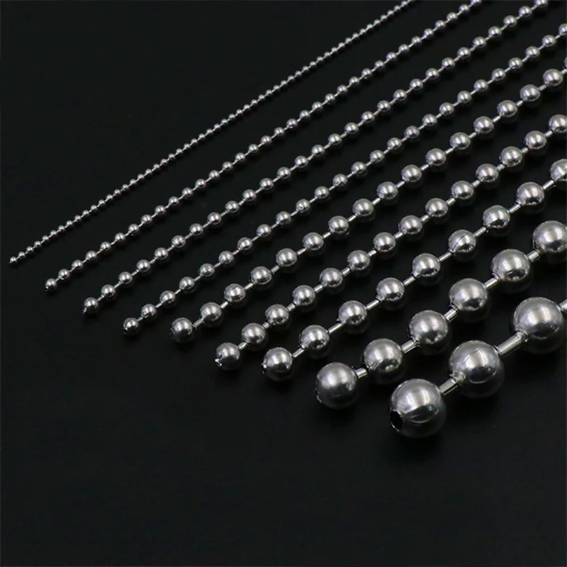 5 метров цепь из шариков из нержавеющей стали 1,5 мм 2 мм 2,4 мм 3,2 мм круглые ожерелья из бусинок для DIY ожерелья браслет ювелирных изделий