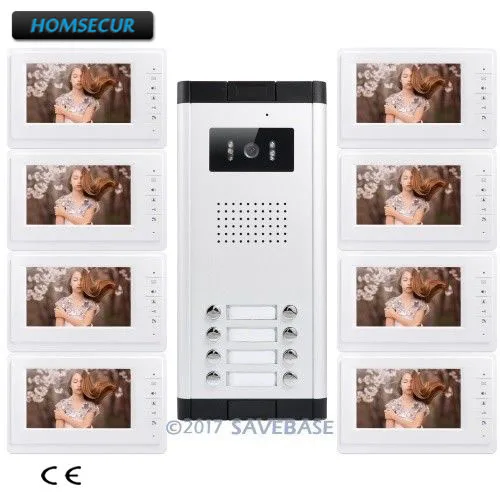 

HOMSECUR 7" Apartment Video&Audio Home Intercom with 8pcs Monitors for House/Flat