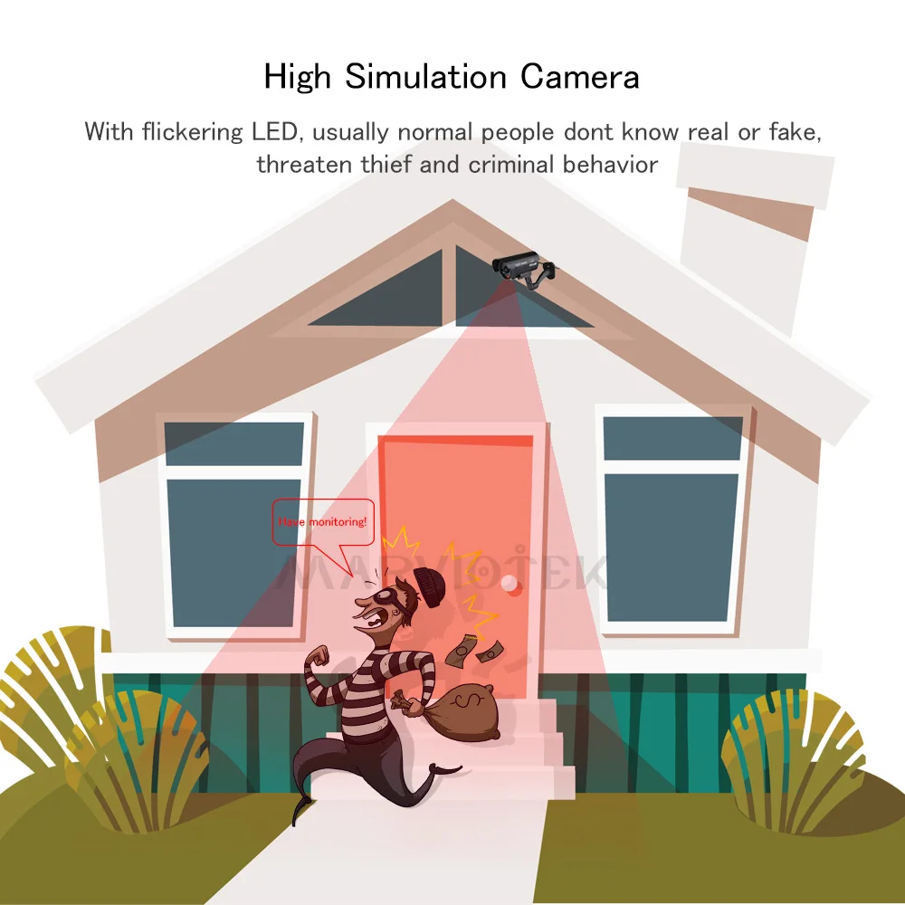  Waterproof Fake Camera Outdoor Dummy CCTV Camera With Flashing Red LED Realistic Look Bullet Indoor - 32966483362