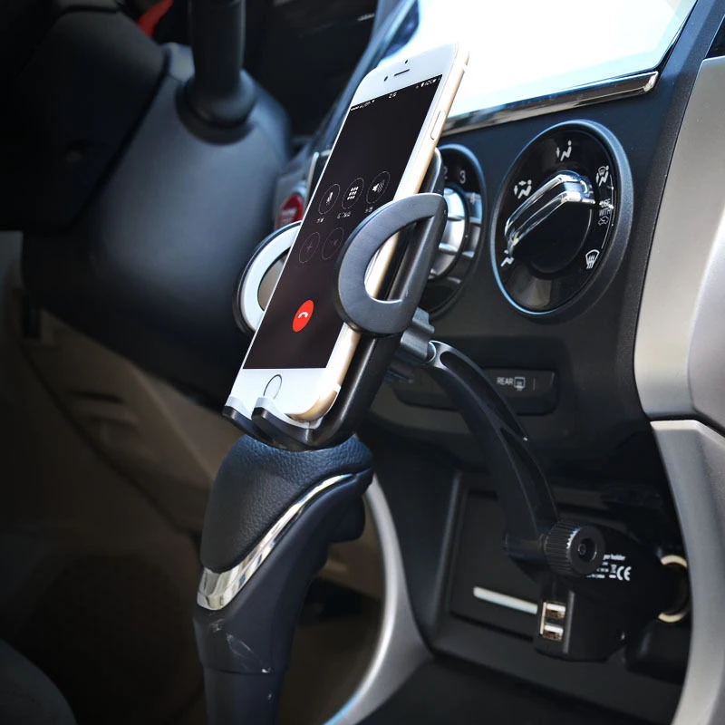 Черный ABS автомобильный держатель телефона для 2 портов USB Автомобильное зарядное устройство адаптер для samsung универсальный