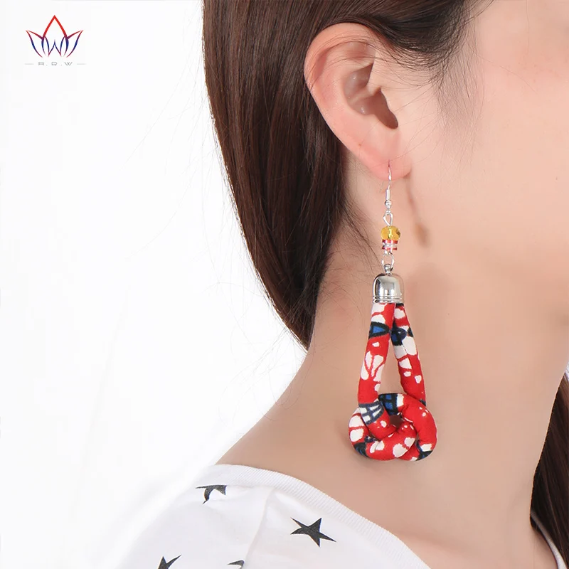 

2019 New African Ethnic Earrings Ankara Tribal Earrings African Fabric Knot Handmade Jewellery WYA02