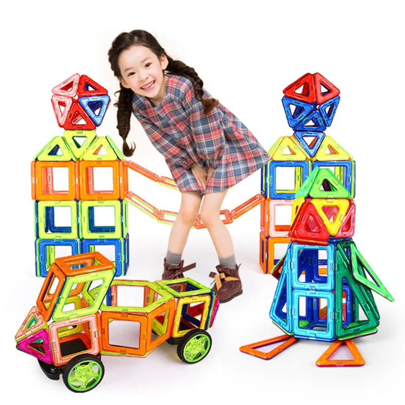 ФОТО 190PCS Magnetic Designer Block Toy Mini Model & Building Toy Bricks Enlighten Plastic educational Magnetic Toys For Children