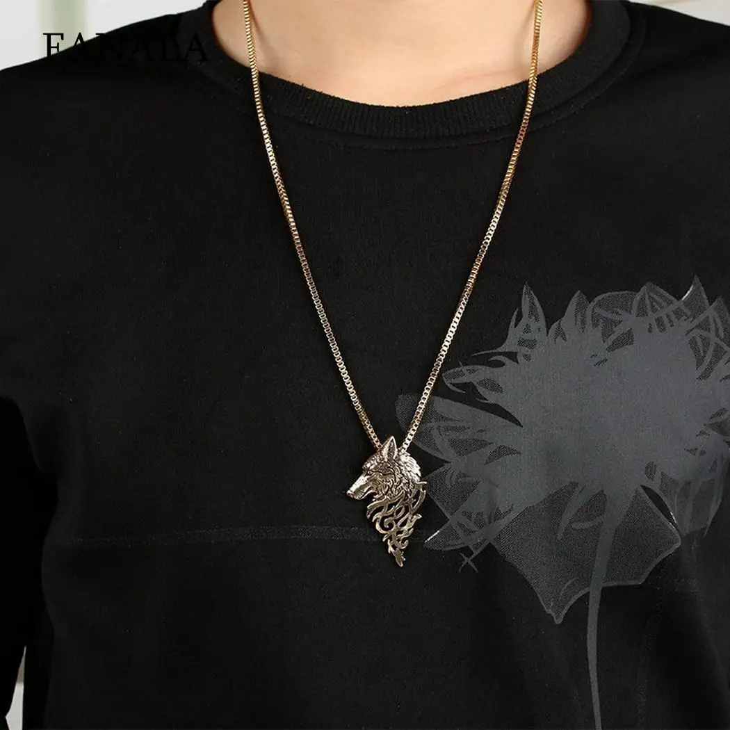 Chain Head Men Pendant Alloy Style Animal Gift Wolf Necklace Retro Chain Head Men Pendant Alloy Style Animal Gift Wolf Necklace Retro