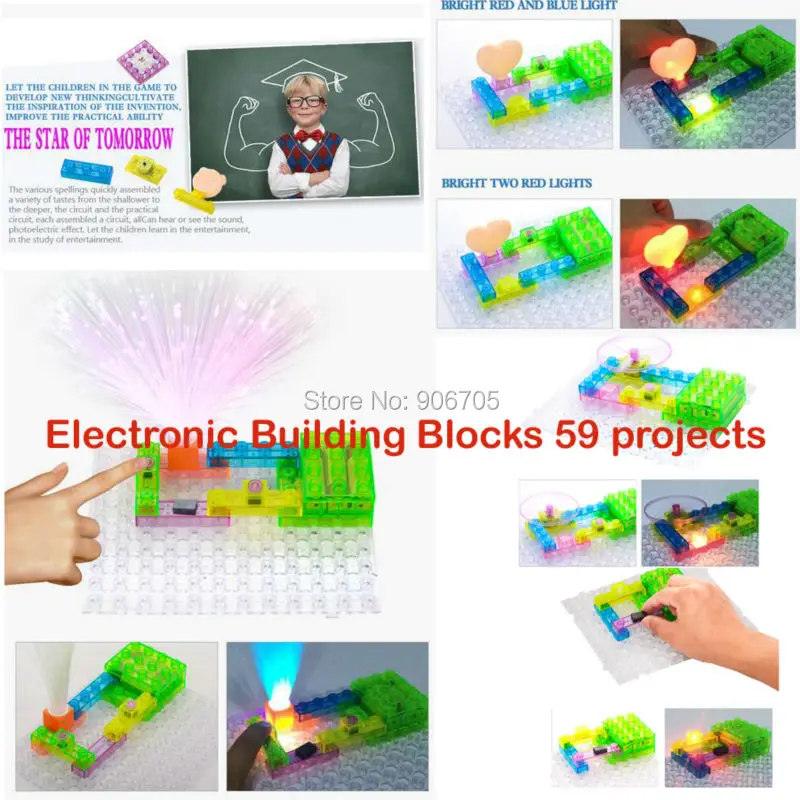 Online 59 proyectos circuitos kit electrónico inteligente circuito integrado bloques de construcción ELENCO Snap ciencia extrema juguetes para niños
