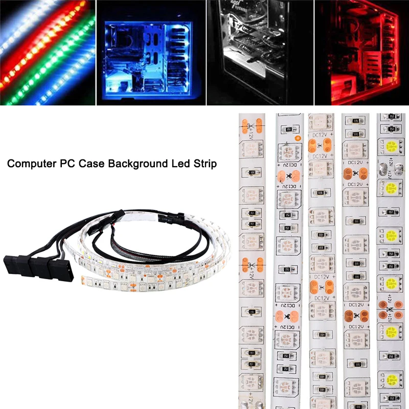 Светодиодный светильник s для ПК чехол 5050 SMD гибкая светодиодная лента светильник 12 В DC 18 светодиодный s фон PC компьютерный чехол клейкая лента светильник