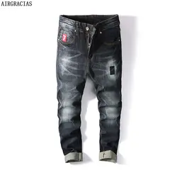 AIRGRACIAS Высокое качество Ретро Ностальгия прямые мужские джинсы из денима повседневное Длинные мужские брюки мотобрюки бренд Топ Жан для