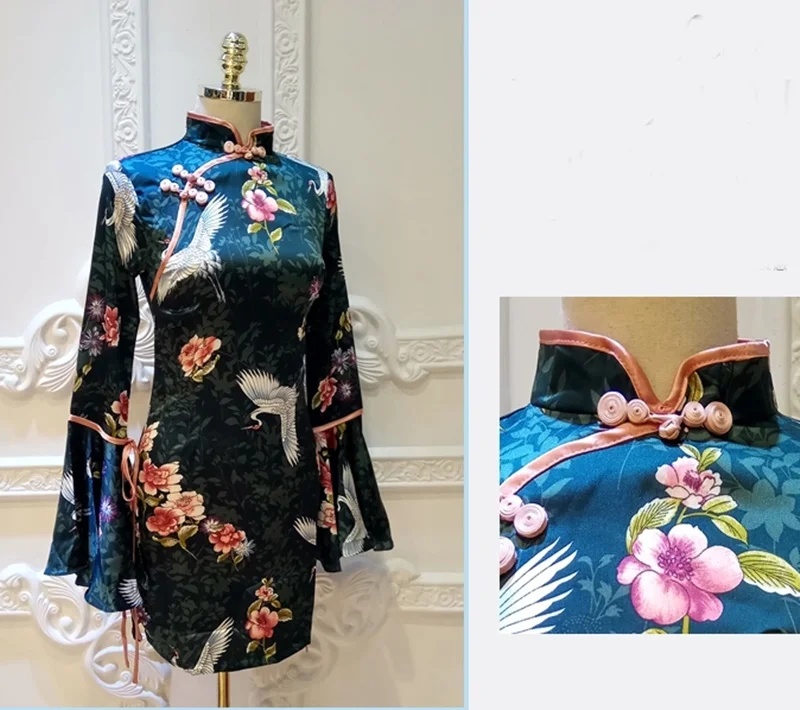 Китайское стильное платье Cheongsam Qipao Шанхай Тан японское кимоно свободное Ретро Винтаж Ао Дай Вьетнам платье TA1471